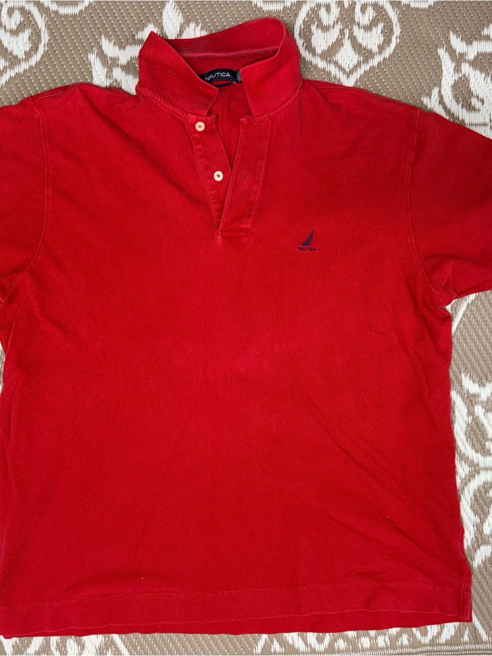 Nautica Men's Red Polo with Navy Sail Logo